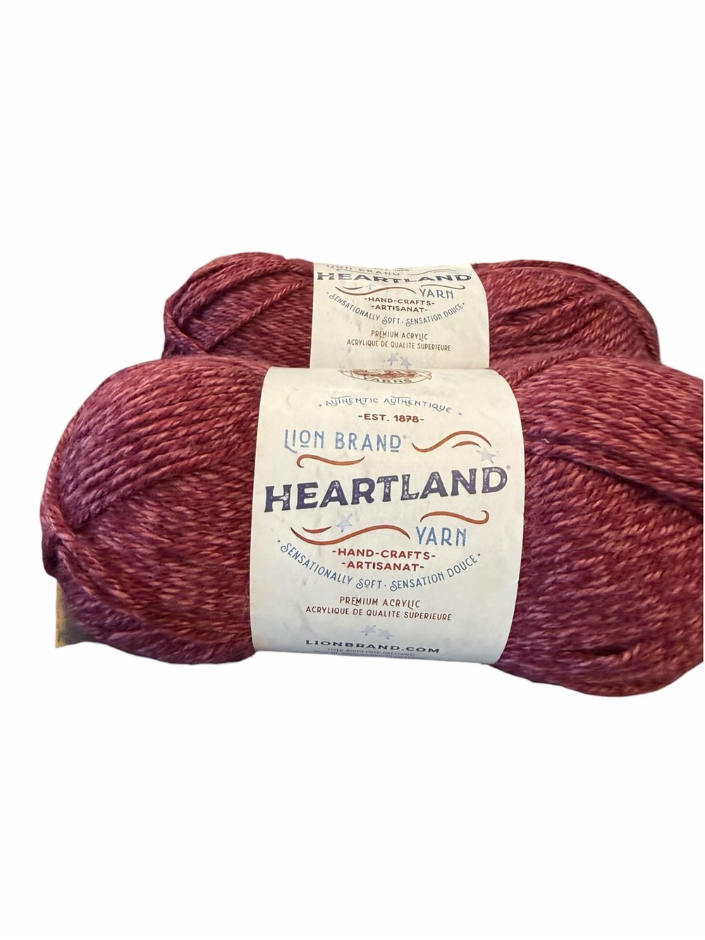 Lion Brand Yarn Heartland Yarn Lot Of 2 Badlands 148L Acrylic Medium 4 Wine